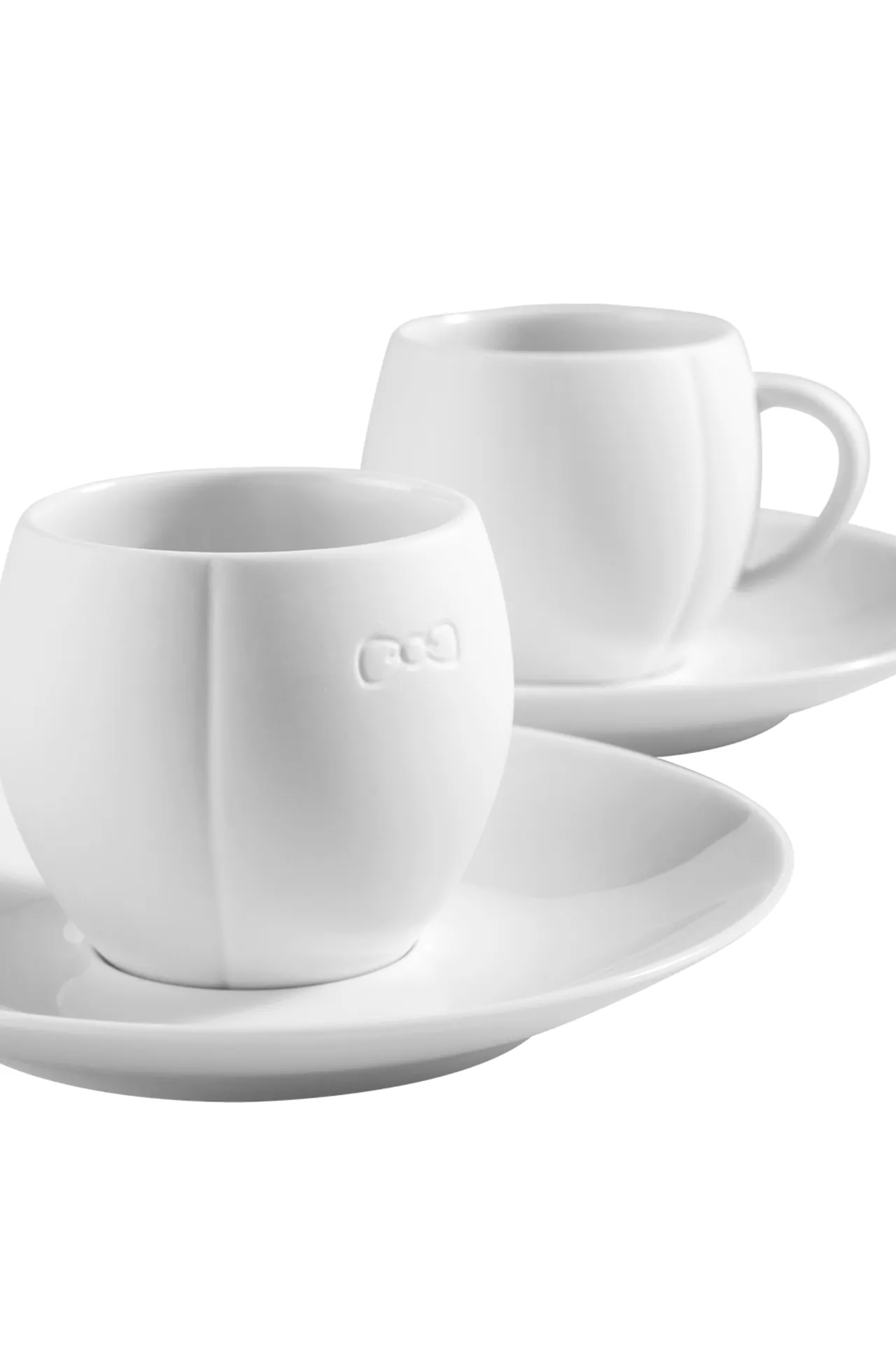 Lot de 2 tasses et sous-tasses blanches en porcelaine