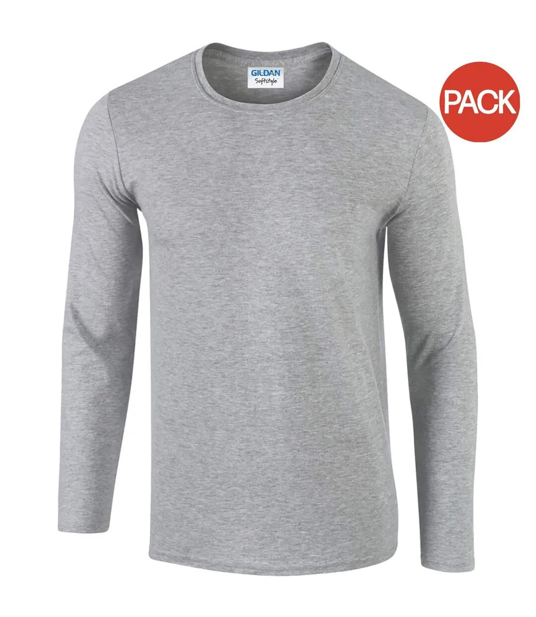 Lot de 5  t-shirts manches longues hommes gris clair chiné Gildan