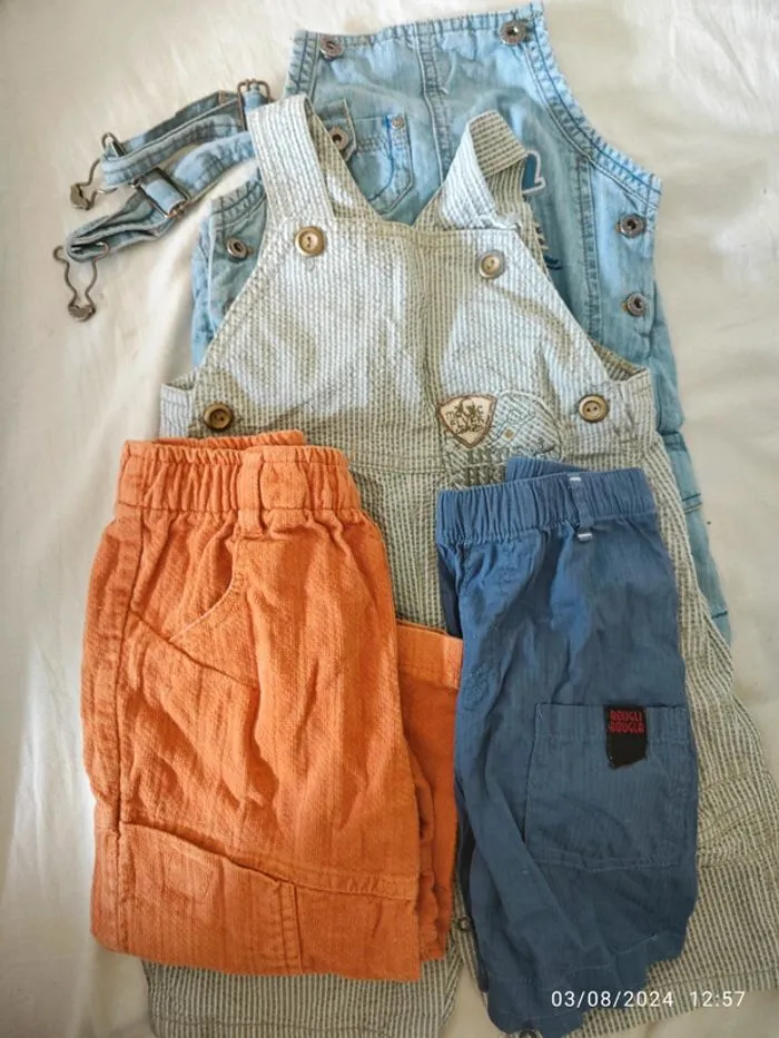 Lot mixte 18 mois 2 salopettes, pantalon, short 18 mois - Sergent Major - 12 mois  | Beebs