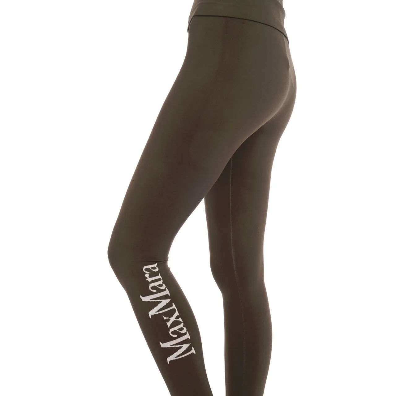 Max Mara Leggings 'S vert avec logo sur le côté