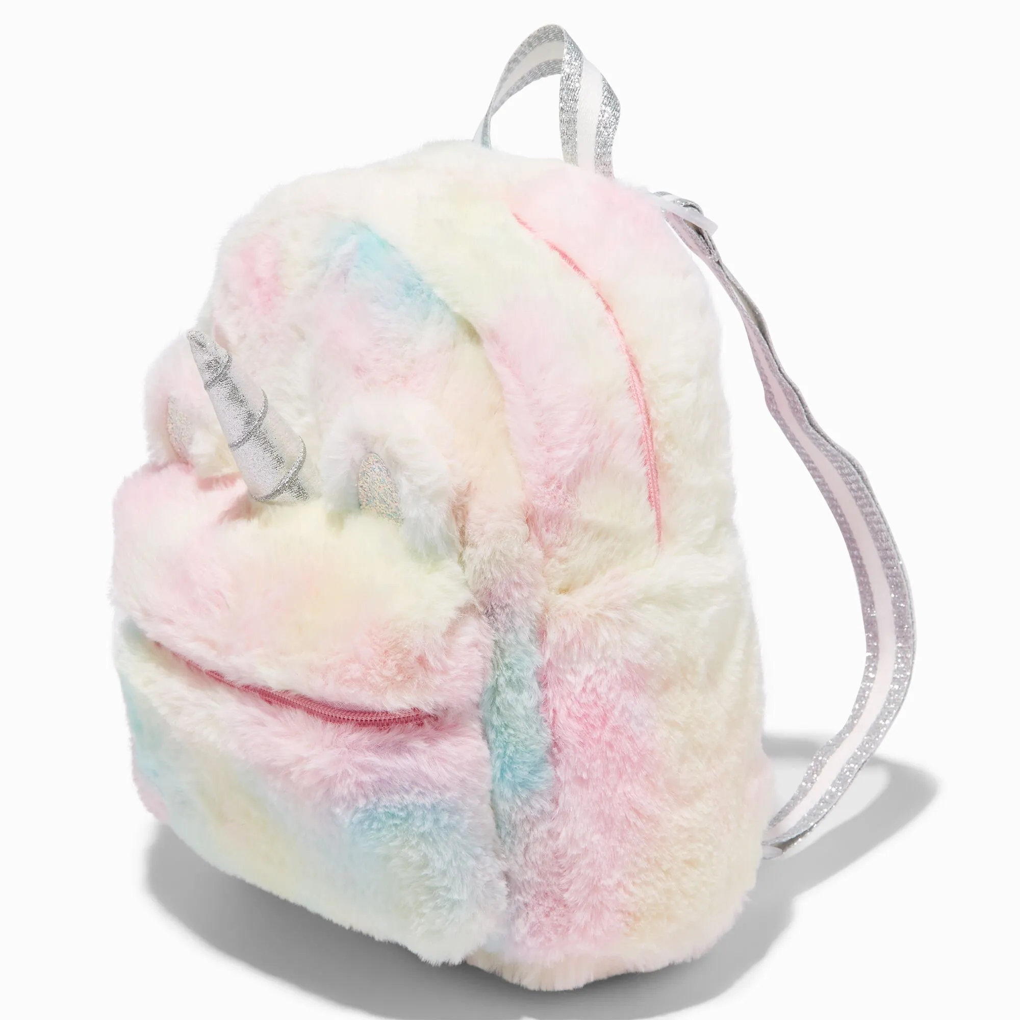 Mini sac à dos en fausse fourrure licorne tie-dye pastel