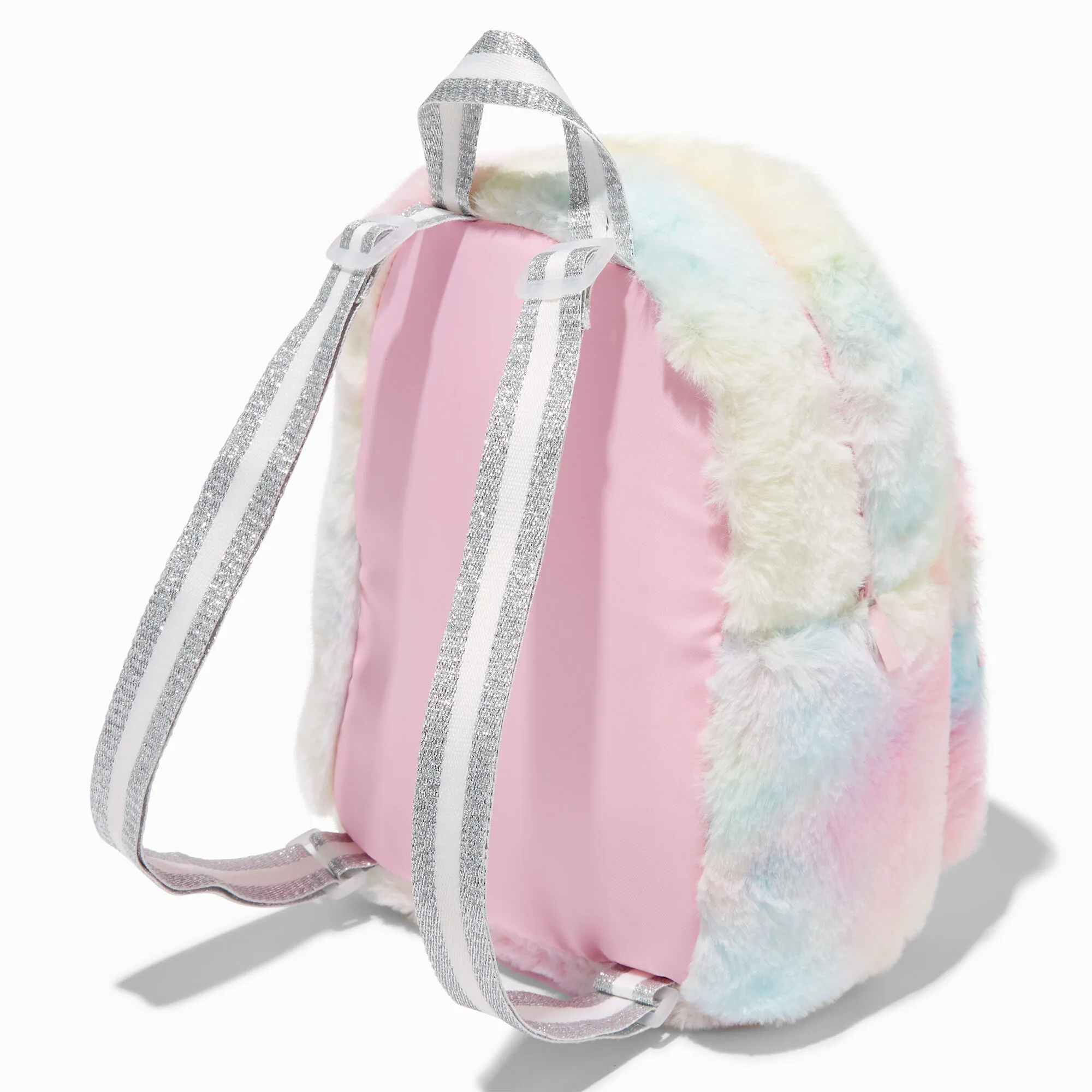 Mini sac à dos en fausse fourrure licorne tie-dye pastel