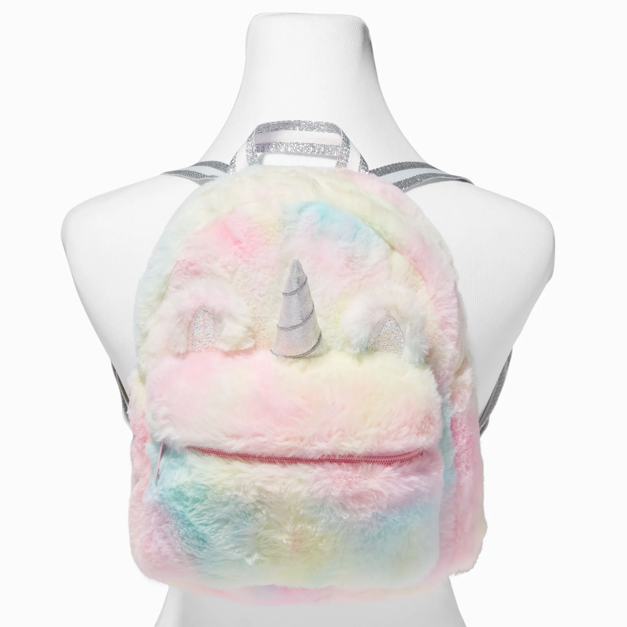 Mini sac à dos en fausse fourrure licorne tie-dye pastel