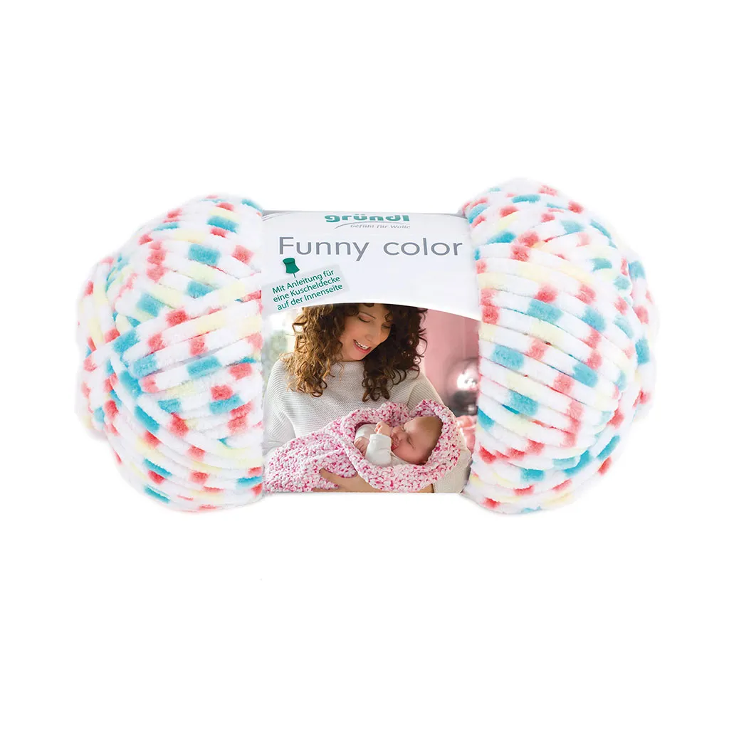 Pelote de laine FUNNY blanc bleu rouge 100g 