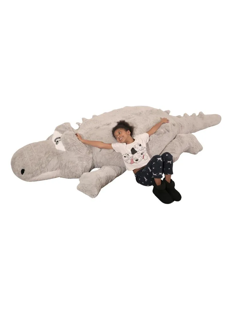 Peluche Crocodile Géant 300 cm - Doux et Moelleux - Câlins Réconfortants - Bananair - Gris