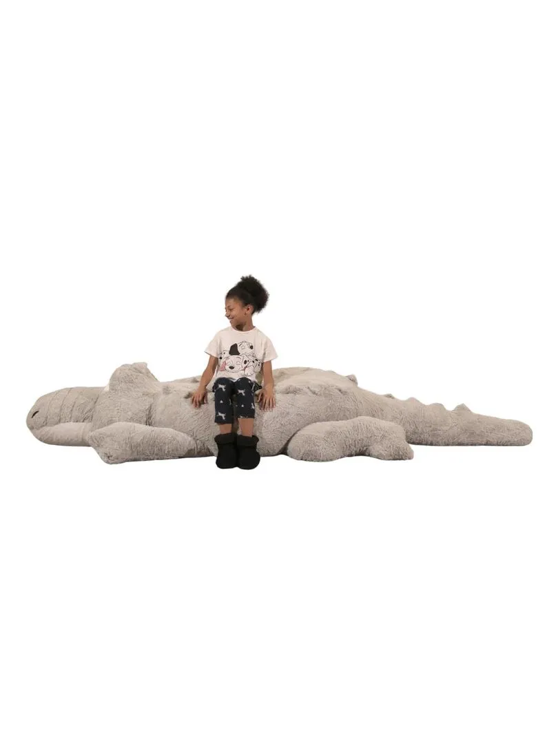 Peluche Crocodile Géant 300 cm - Doux et Moelleux - Câlins Réconfortants - Bananair - Gris