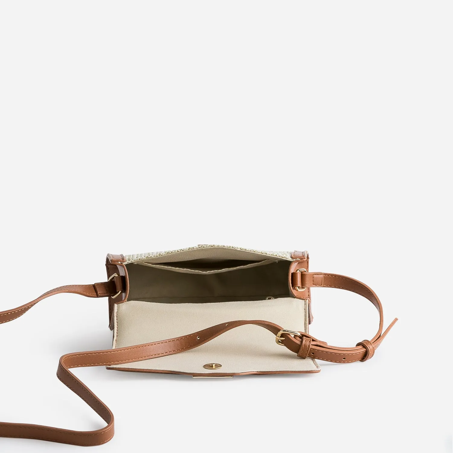 Petit sac à main beige et camel en paille - Sacs à main Maroquinerie | ERAM