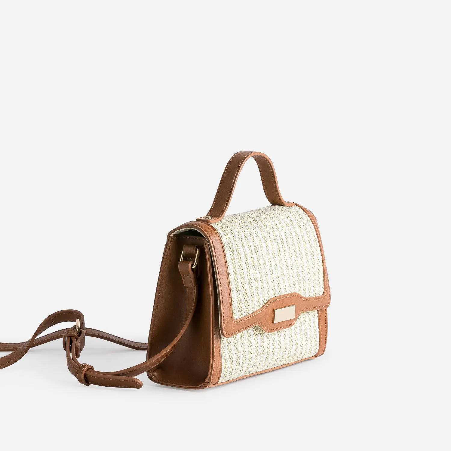 Petit sac à main beige et camel en paille - Sacs à main Maroquinerie | ERAM