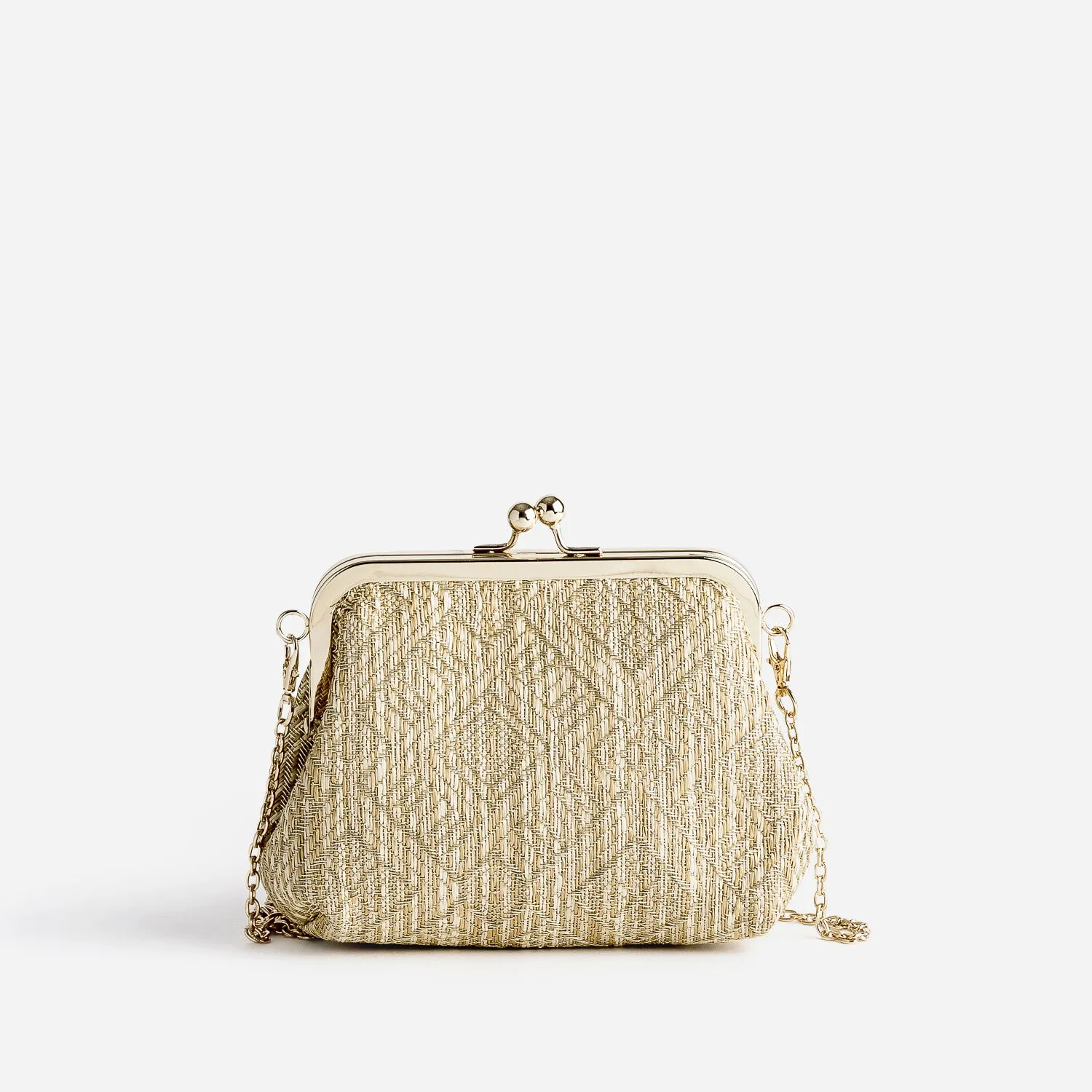 Pochette minaudière paille beige brodé or - Sacs à main Maroquinerie | ERAM