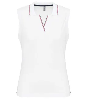 Polo femme sans manches - blanc - K224