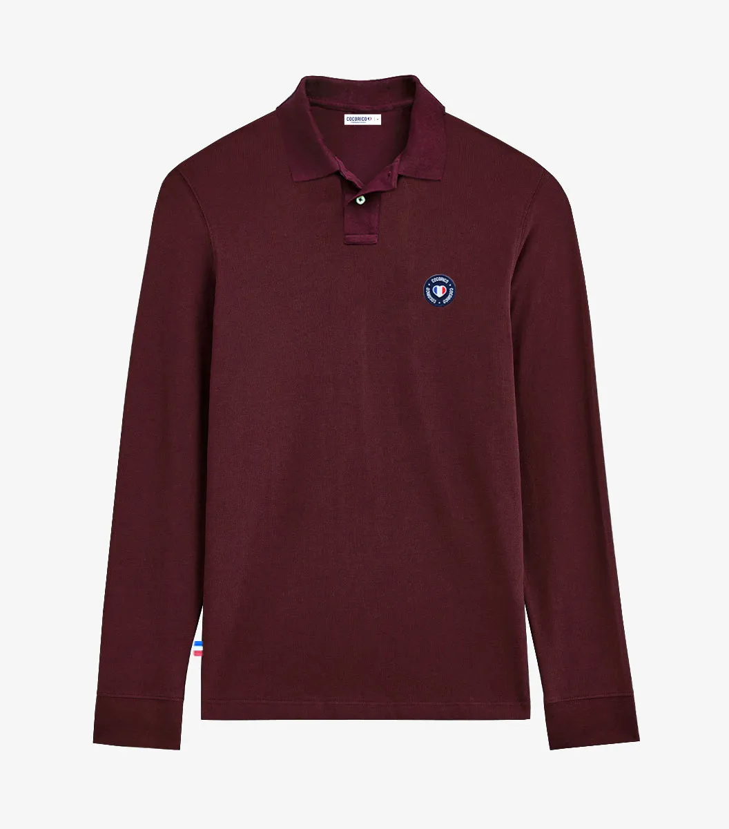 Polo Homme Manches Longues Bordeaux - Le Blason