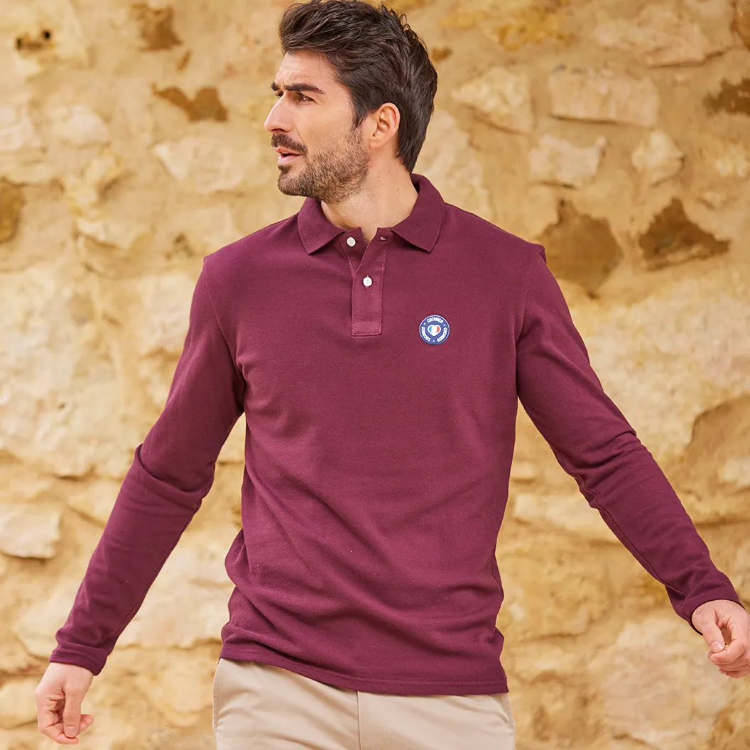 Polo Homme Manches Longues Bordeaux - Le Blason