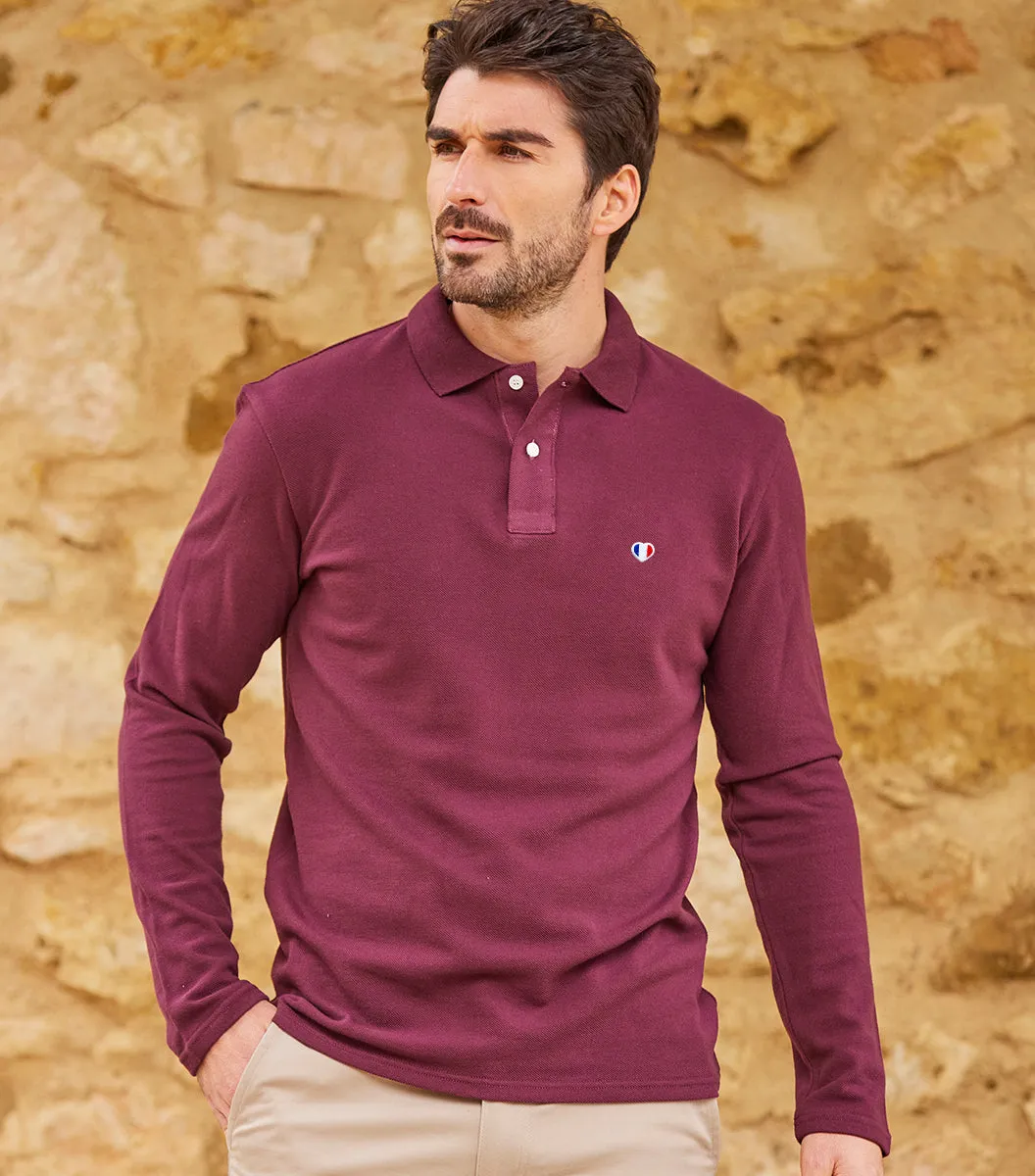 Polo Homme Manches Longues Bordeaux - L'Iconique