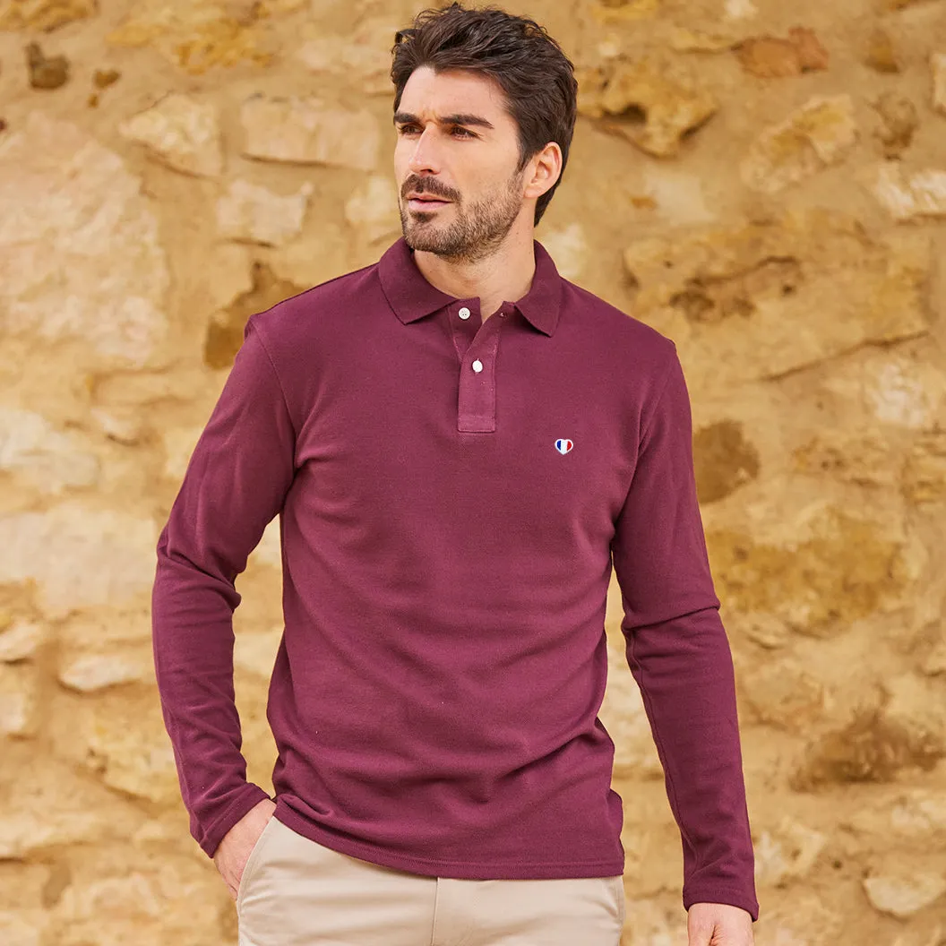 Polo Homme Manches Longues Bordeaux - L'Iconique