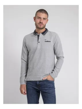 Polo manches longues pur coton POMEDUSE - Gris