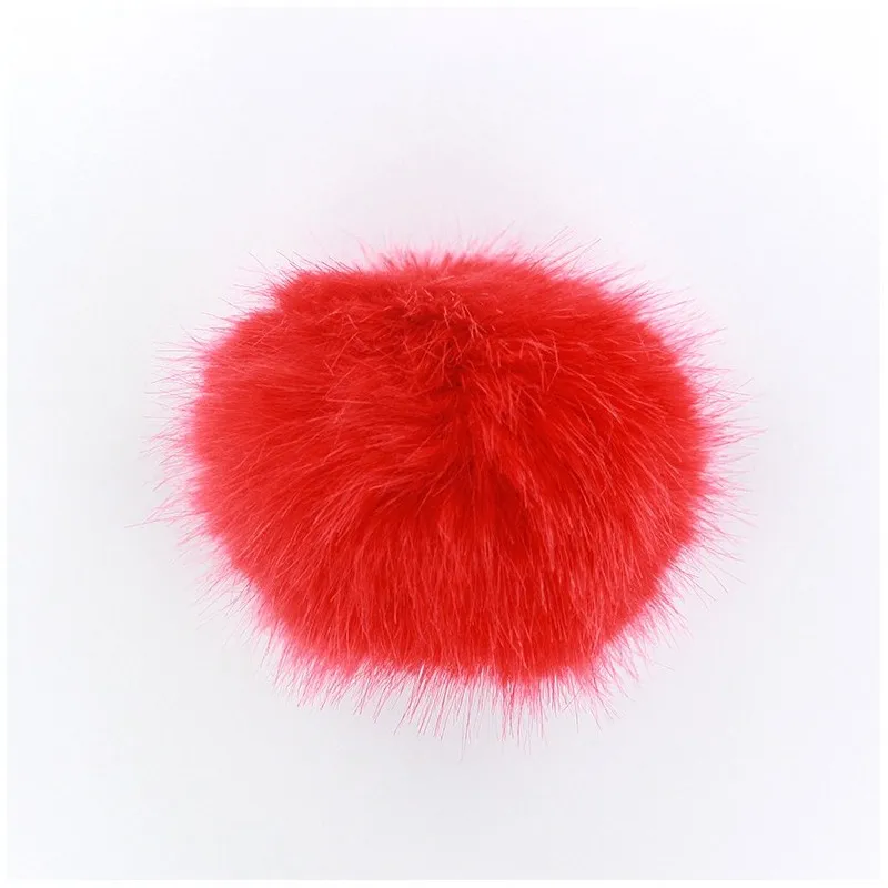 Pompon rond fausse fourrure rouge