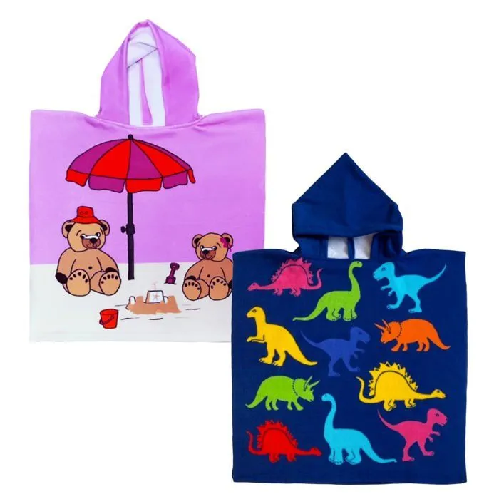 Poncho de bain pack - LE COMPTOIR DE LA PLAGE - Microfibre - Enfant - 60x120 - Dino Nounours