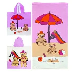 Poncho et Serviette de bain - LE COMPTOIR DE LA PLAGE - Microfibre - Enfant - 70x140 - Nounours