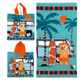 Poncho et Serviette de bain - LE COMPTOIR DE LA PLAGE - Microfibre - Enfant - 70x140 - Surfista