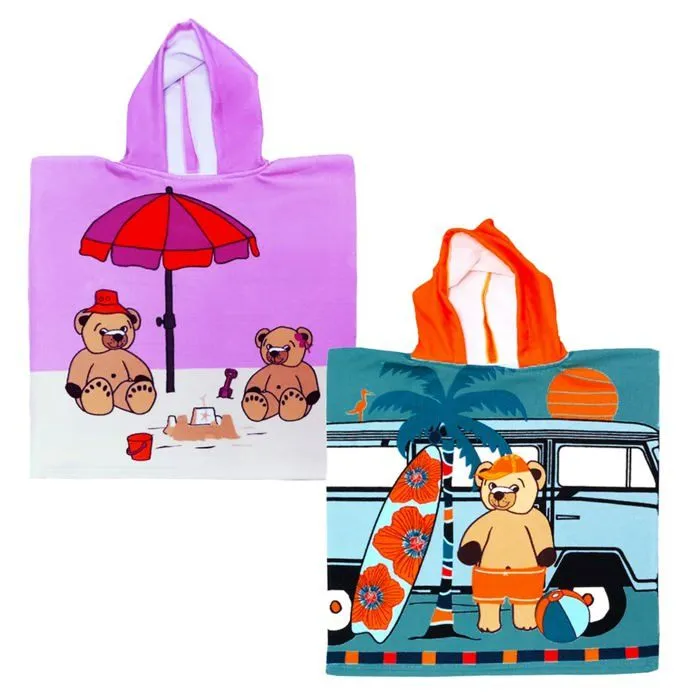 Ponchos de bain pack - LE COMPTOIR DE LA PLAGE - Microfibre - Enfant - 60x120 - Nounours Surfista