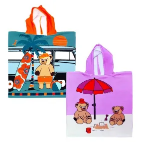 Ponchos de bain pack - LE COMPTOIR DE LA PLAGE - Microfibre - Enfant - 60x120 - Nounours Surfista