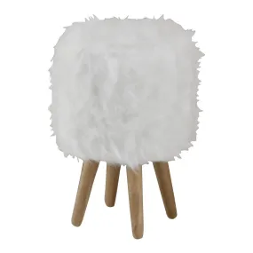 Pouf fausse fourrure blanche  | 3 Suisses