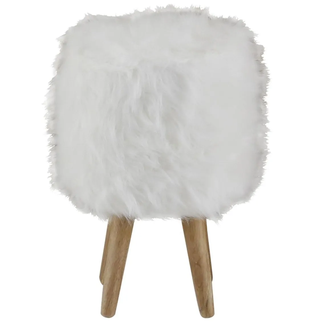 Pouf fausse fourrure blanche  | 3 Suisses