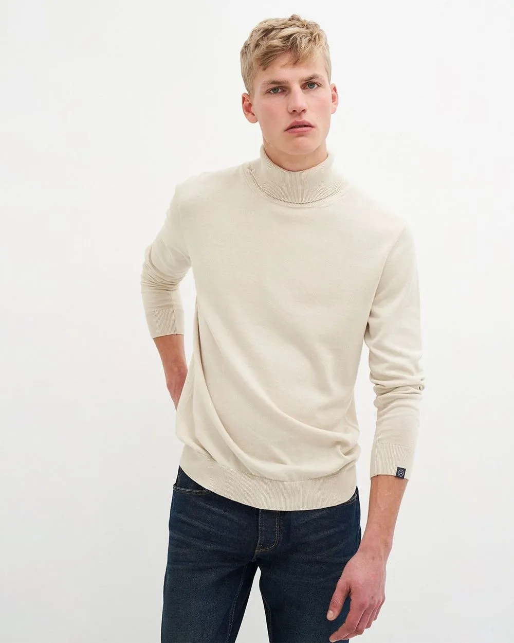 Pull col roulé en coton bio | écru "thomas turtleneck - undyed" homme