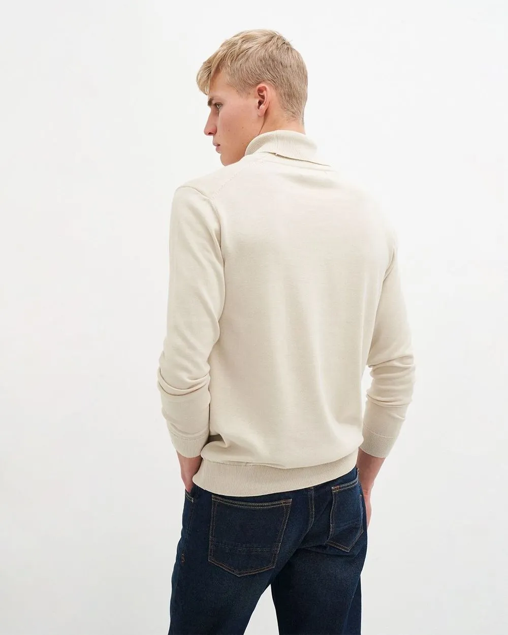 Pull col roulé en coton bio | écru "thomas turtleneck - undyed" homme