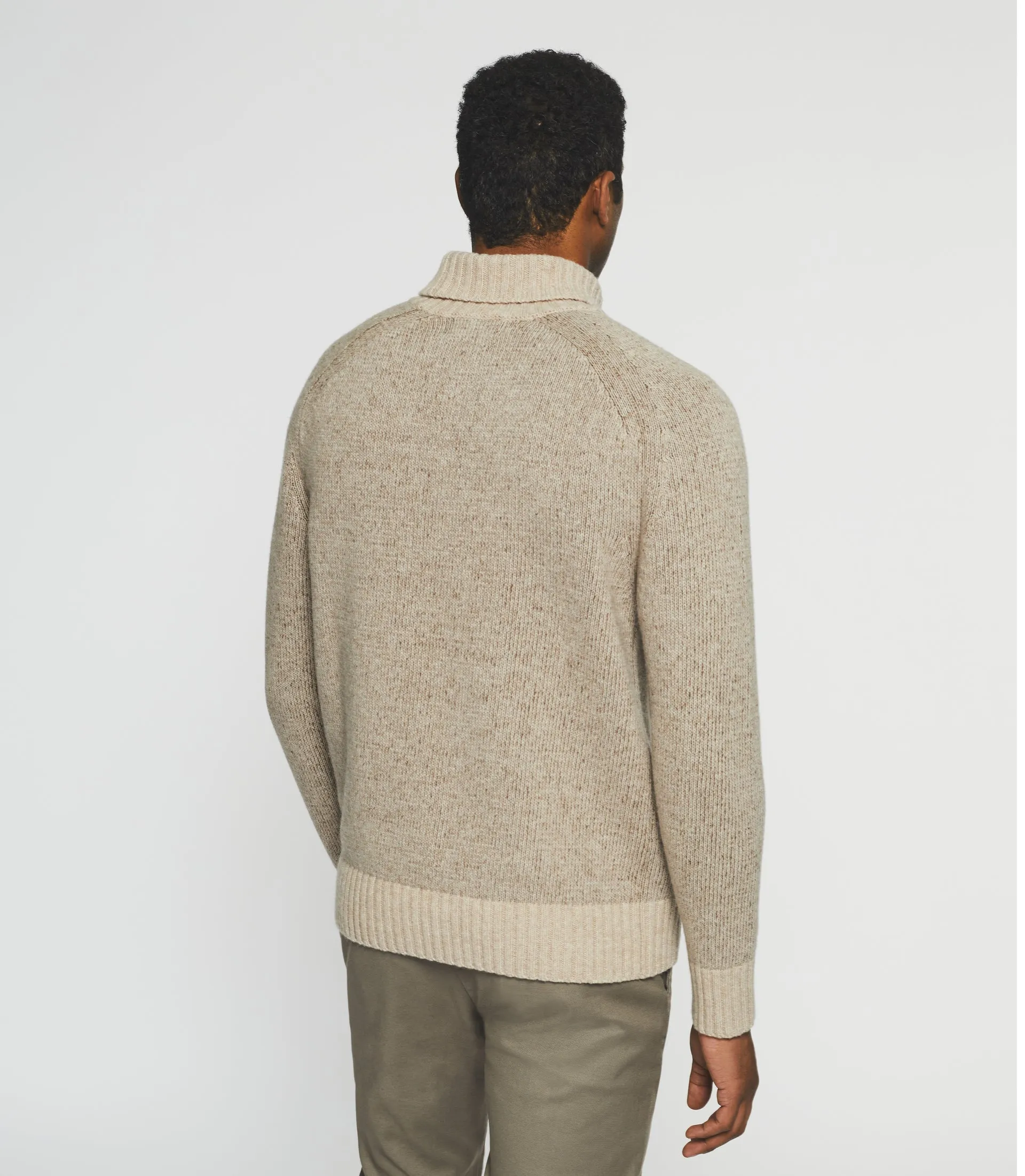 Pull col roulé en laine beige BELMO