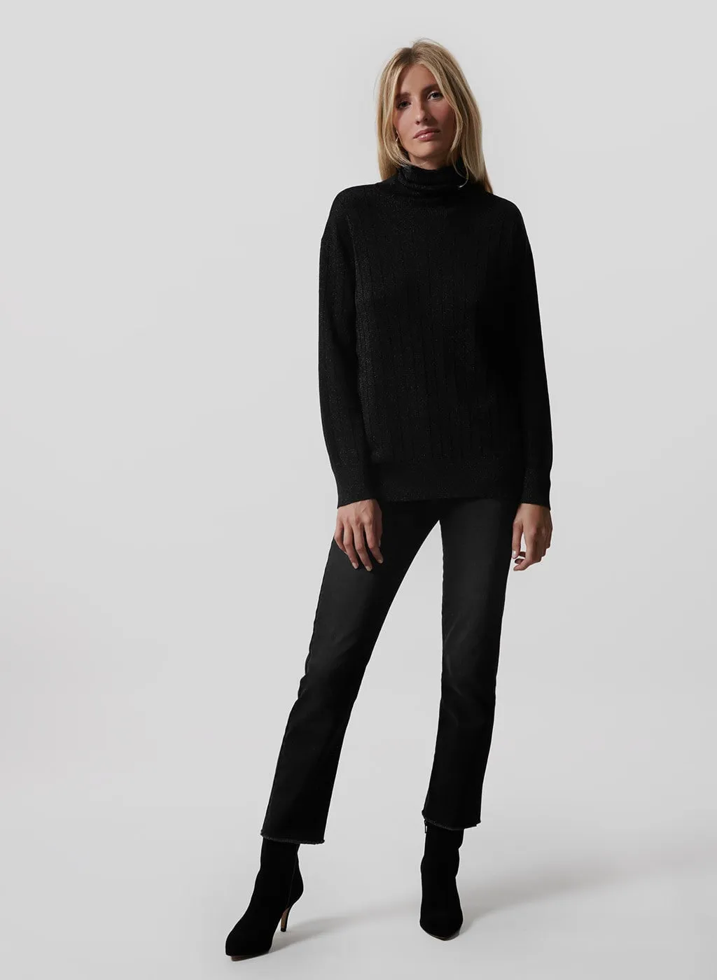 Pull col roulé Gelson noir en lurex