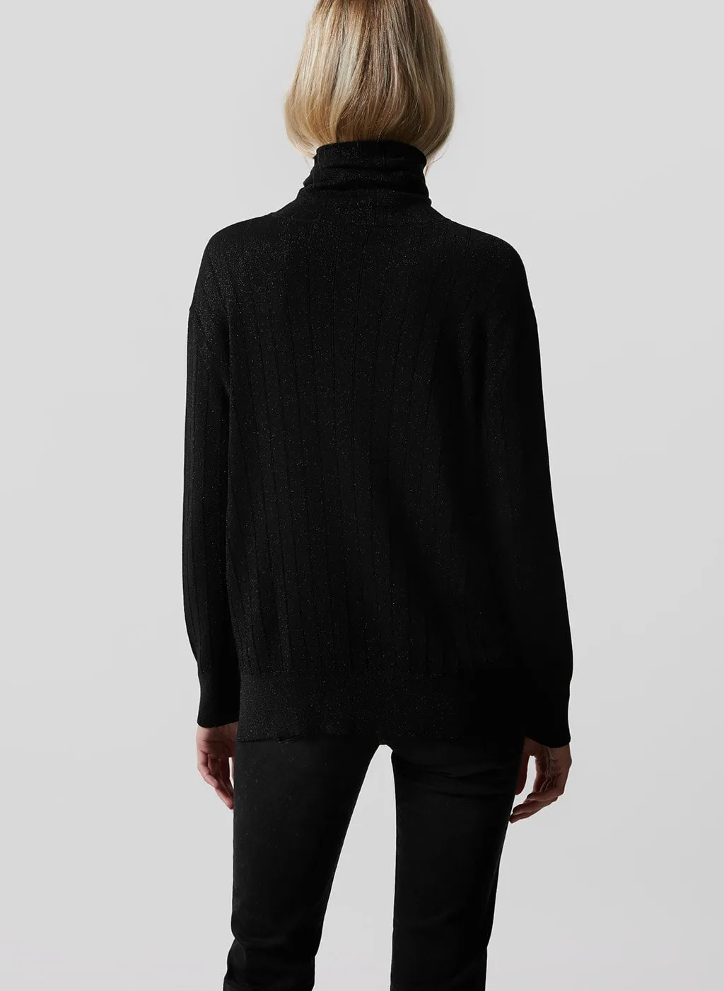 Pull col roulé Gelson noir en lurex