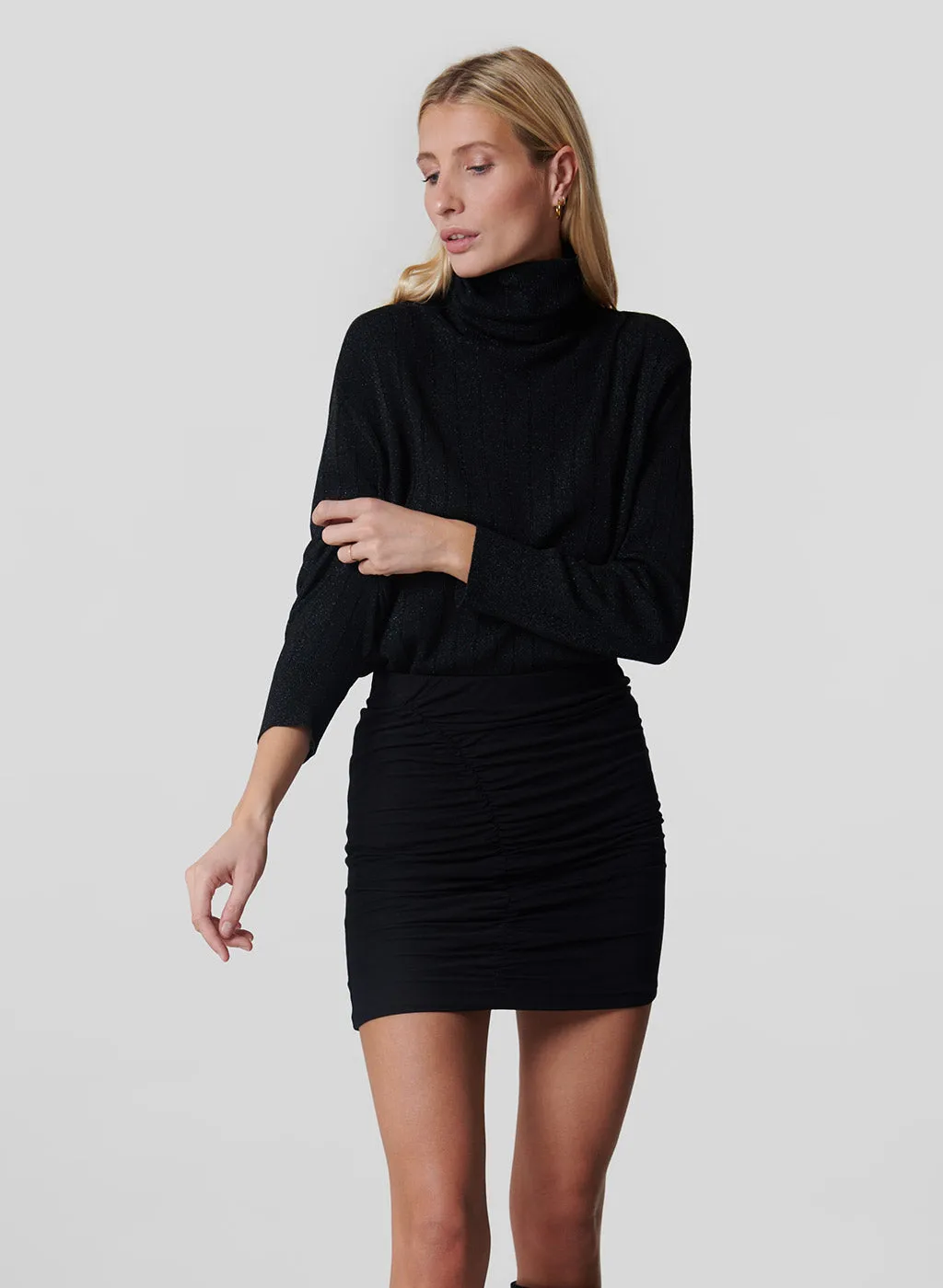 Pull col roulé Gelson noir en lurex