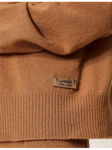 Pull col roulé laine cachemire Twinset Marron
