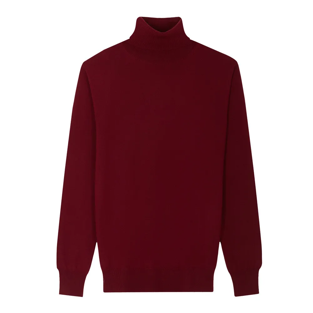 Pull Col Roulé Merinos Bordeaux