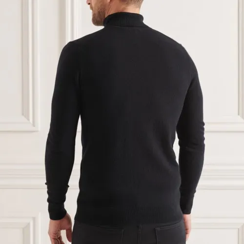 Pull col roulé Superdry homme en laine d'agneau noire