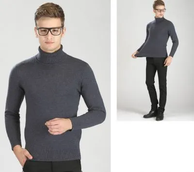 Pull à col roulé pour homme 100% laine tendance hiver