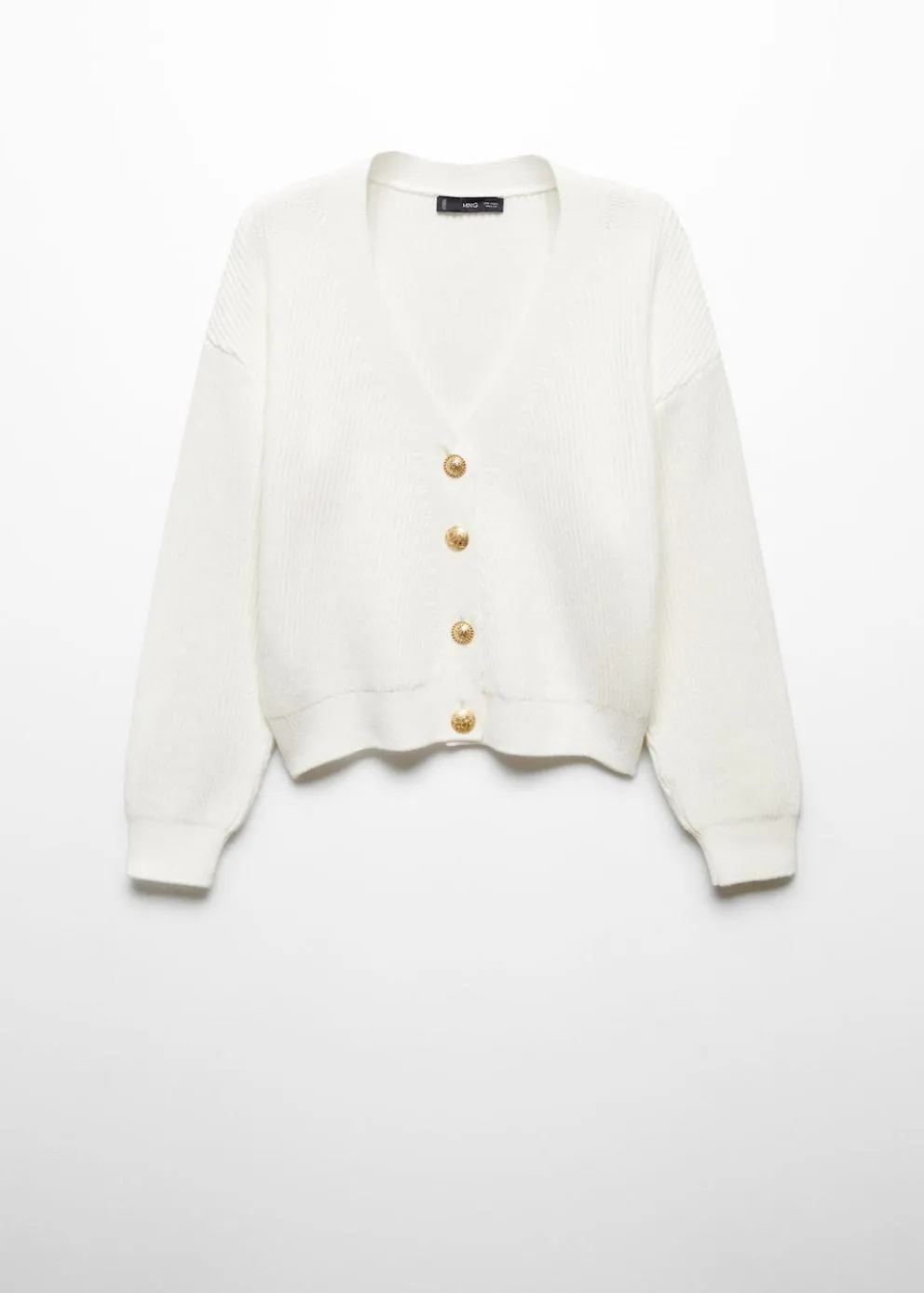 Pulls Et Cardigans | Femme MANGO Cardigan Côtelé Boutons Blanc Cassé