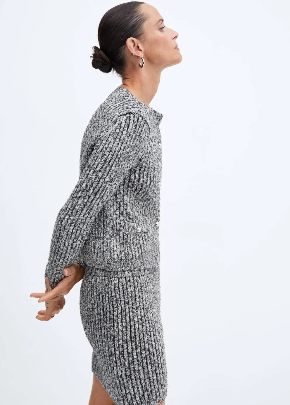 Pulls Et Cardigans | Femme MANGO Cardigan Maille Côtelée Texture Noir