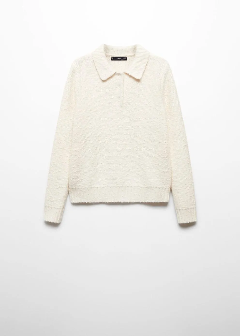 Pulls Et Cardigans | Femme MANGO Pull-over Texturé Col Polo Écru