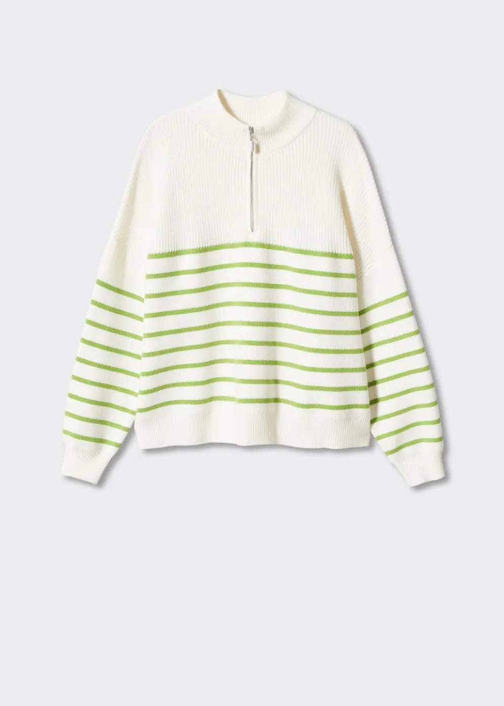 Pulls Et Cardigans | Femme MANGO Pull-over Zippé Rayures Vert