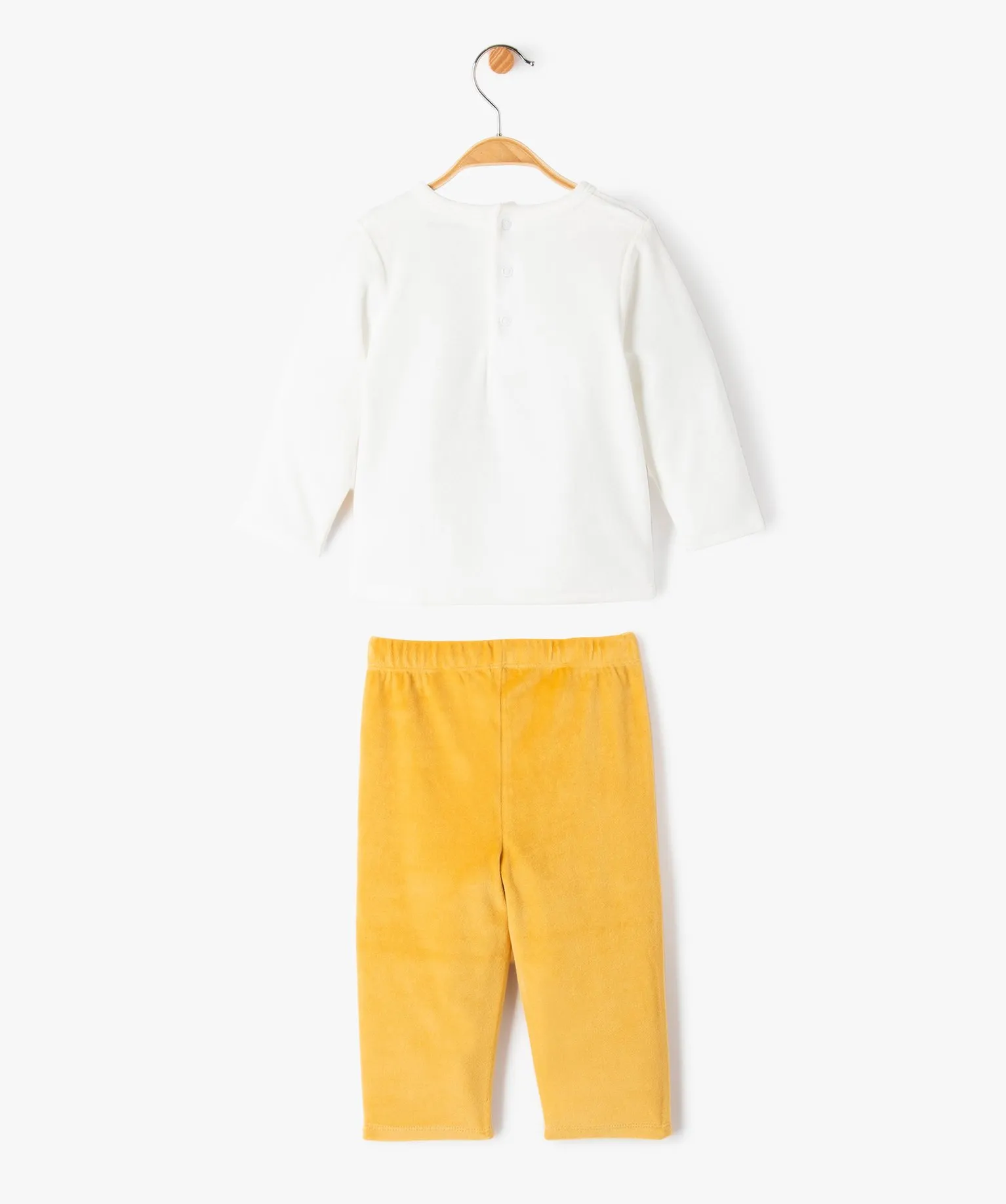 pyjama 2 pieces en velours depareille bebe beige pyjamas 2 pieces