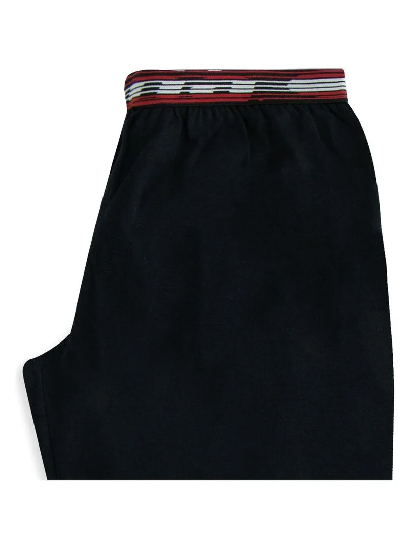 Pyjama long col rond garçon Boxing - Noir Rouge
