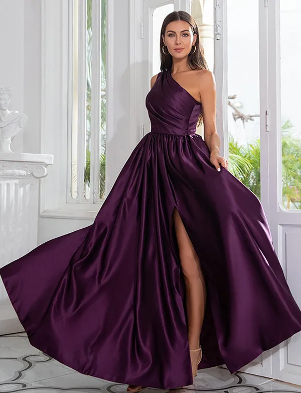 Robe de Soirée Violette à Une Épaule