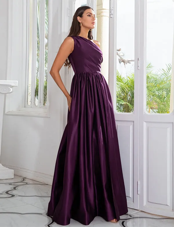 Robe de Soirée Violette à Une Épaule