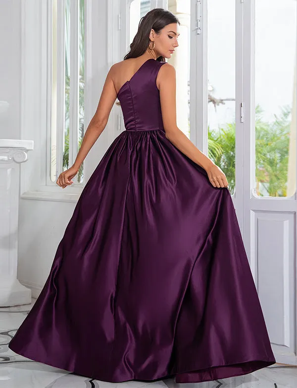 Robe de Soirée Violette à Une Épaule