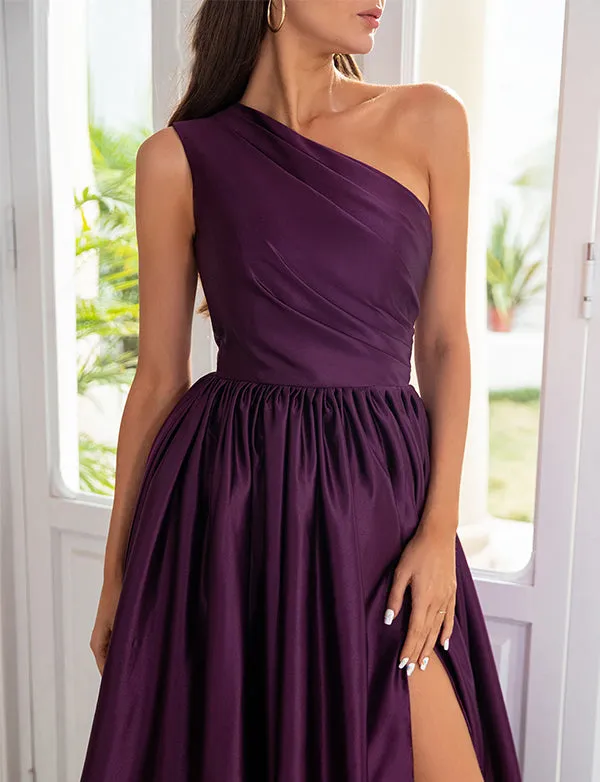 Robe de Soirée Violette à Une Épaule