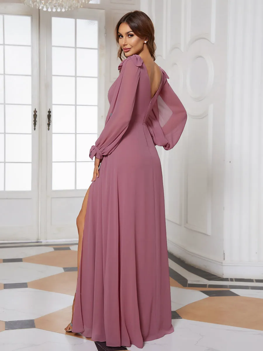 Robe invitée mariage à manches fendues et dos nu