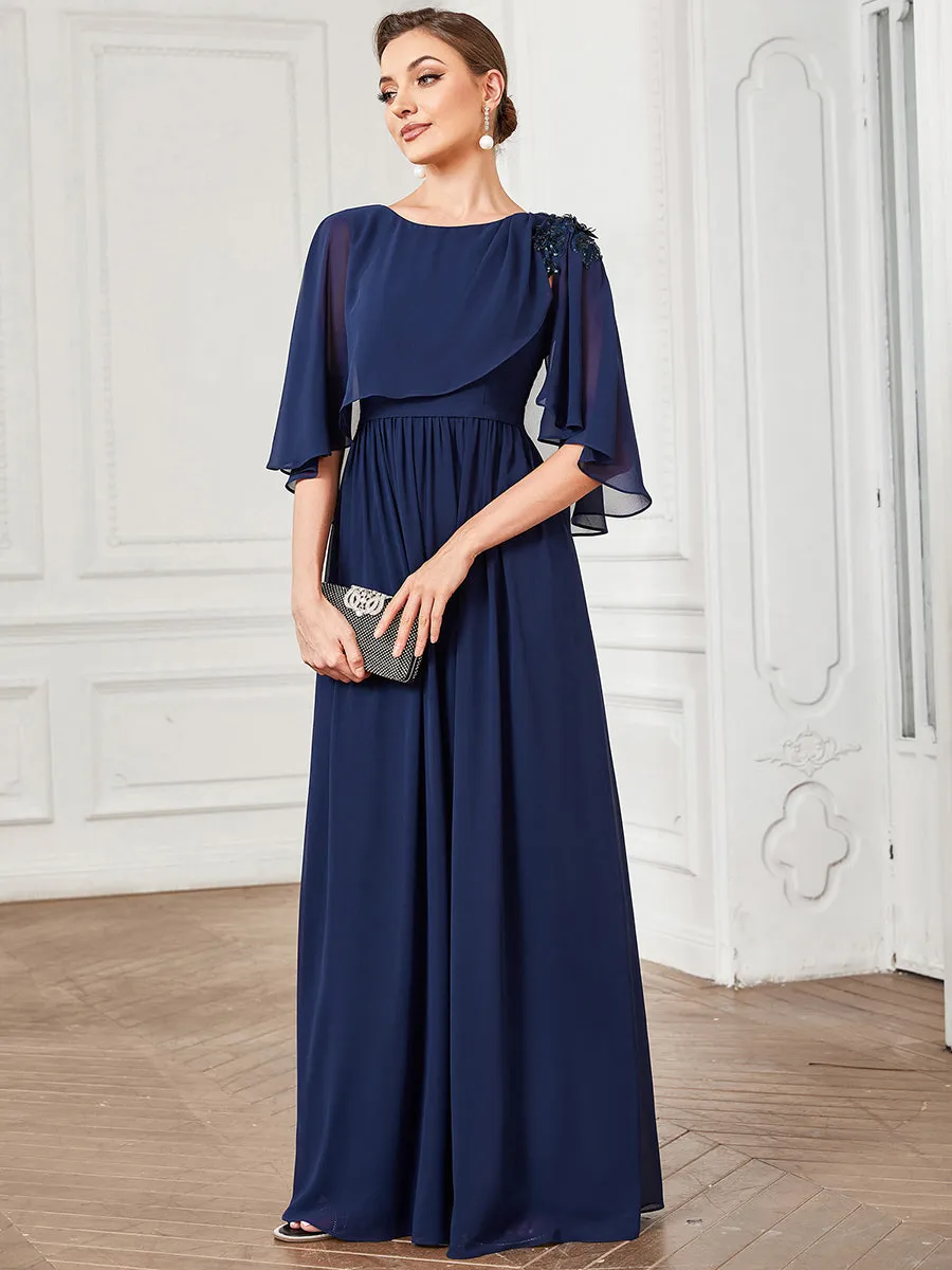 Robe Mère De La Mariée Musseline Manches Cloche Maxi