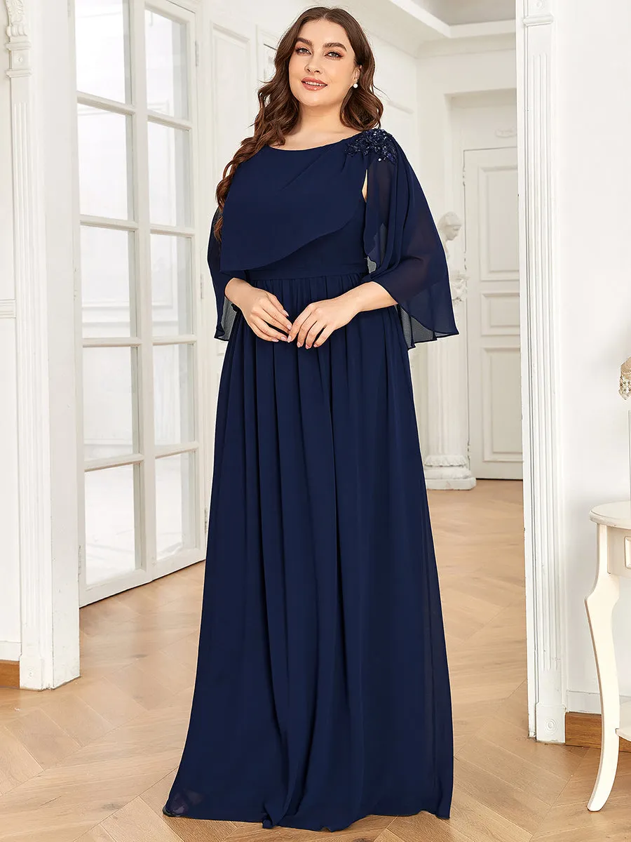 Robe Mère De La Mariée Musseline Manches Cloche Maxi